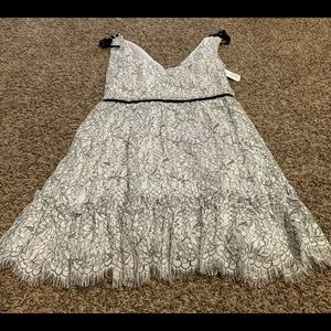 Elegant Black and White Lace Dress